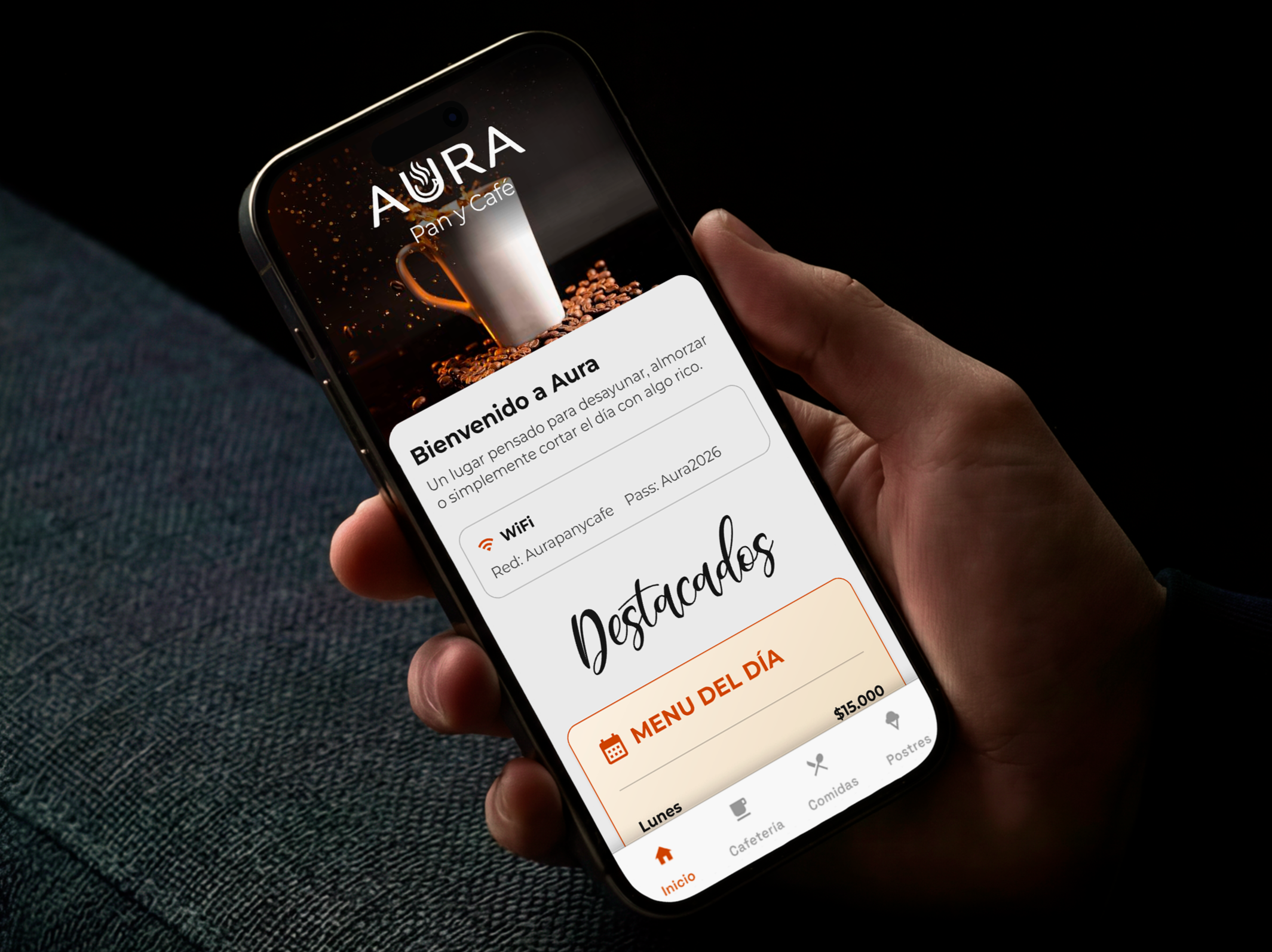 Carta digital MenuOS abierta en un teléfono